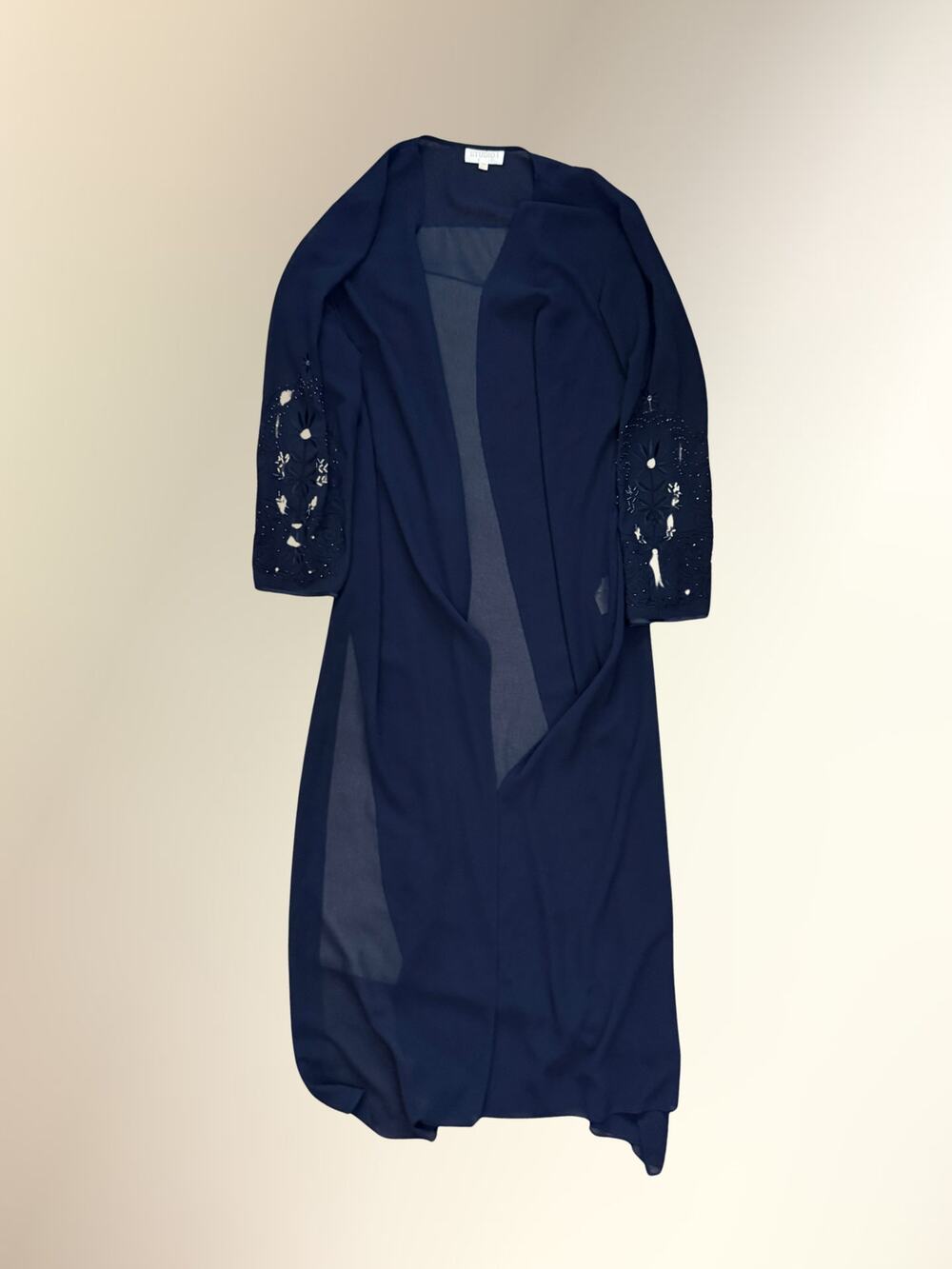 Vintage Studio 1 Navy Beaded Sheer Evening Duster Cardigan Sz 20W